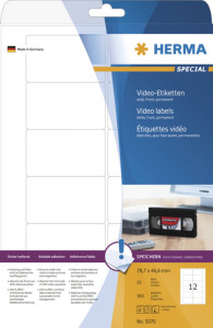 HERMA étiquettes pour cassettes vidéo SPECIAL, 78,7 x 46,6mm