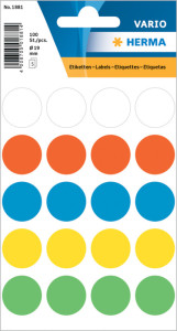 HERMA étiquettes multi-usages, diamètre: 8mm, assorties,