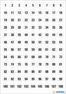 HERMA stickers chiffres 1-540, diamètre: 8 mm, blanc