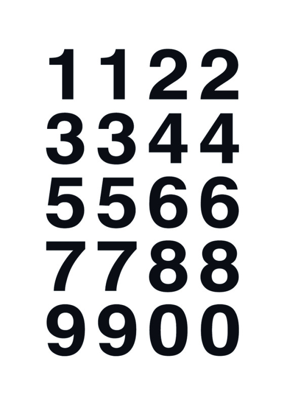 177 chiffres + symboles adhésifs H.20 mm Noir