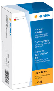 HERMA étiquettes à affranchir, 130 x 40 mm, double, blanc
