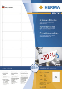 HERMA Etiquettes universelles SPECIAL, 210 x 297 mm, blanc