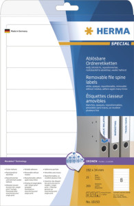 HERMA étiquettes dos de classeur SPECIAL, 192 x 34 mm, blanc