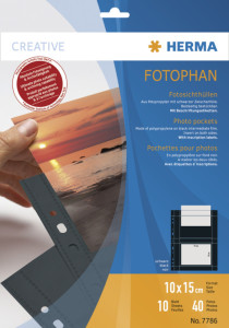 HERMA Pochettes transparentes A4 Fotophan, pour photos 9x13