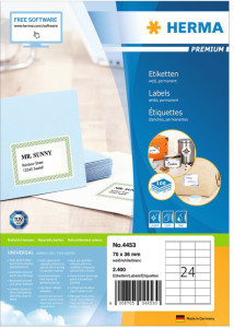 HERMA Etiquettes universelles PREMIUM, 64,6 x 33,8 mm, blanc