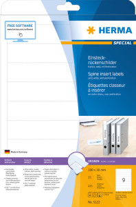 HERMA étiquette pour dos de classeur, 25 x 190 mm, blanc