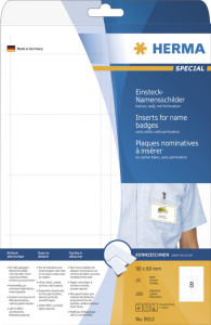 HERMA plaques nominatives à insérer SPECIAL,90 x 54 mm,blanc