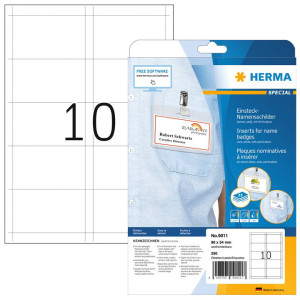 HERMA plaques nominatives à insérer SPECIAL,90 x 60mm, blanc
