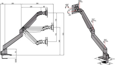 ANDERS + KERN Bras pour écran TFT/LCD Planeo Solo, argent