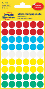 AVERY Zweckform pastilles de couleurs, diamètre 12 mm, jaune