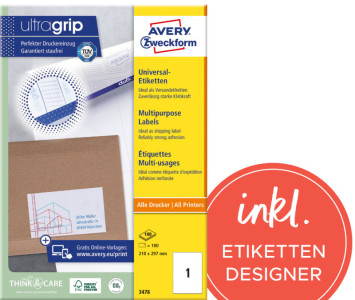 AVERY Zweckform étiqu. Multi-Usages, 105 x 33,8 mm, blanc