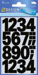 AVERY chiffres adhèsifs en forme de Z design,0-9, film noir