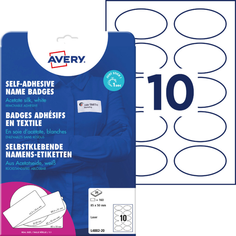 AVERY Zweckform badges étiquettes, 63,5 x 29,6 mm, blanc