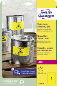 AVERY Zweckform étiquettes film, 45,7 x 21,2 mm, jaunes