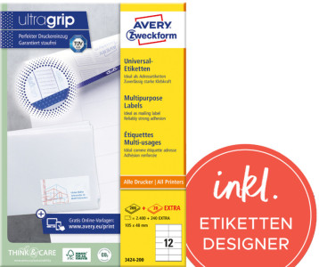 AVERY Zweckform Etiquettes multi-usages, 97 x 67,7 mm, blanc