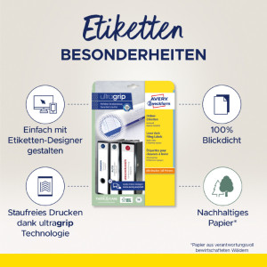 AVERY Zweckform étiquettes pour dos de classeur, 38 x 297 mm