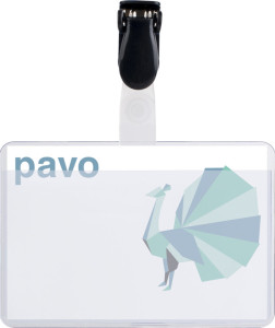 pavo porte-badge, avec clip, 60 x 90 mm, transparent, en