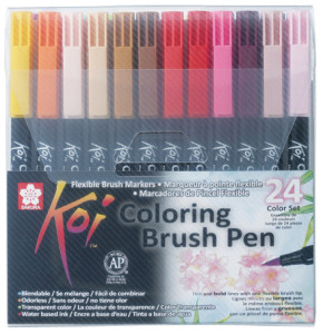 SAKURA stylo pinceau Koi Coloring Brush, étui de 24