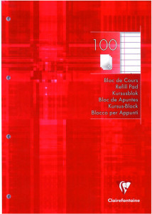 Clairefontaine Bloc de cours, A4, réglure 4/8, 200 pages