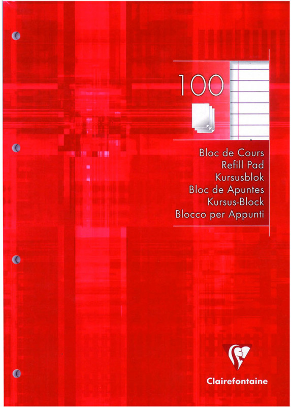 Clairefontaine Bloc de cours, A4, séyès, 200 pages