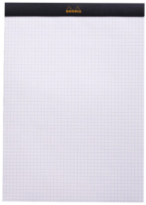 RHODIA Bloc agrafé No. 18, format A4, quadrillé 5x5, noir