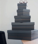 RHODIA Kit de 5 boîtes de rangement, en similicuir, noir