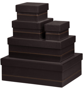 RHODIA Kit de 5 boîtes de rangement, en similicuir, noir