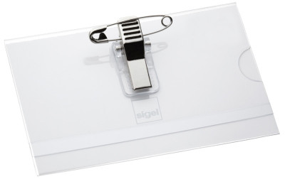 sigel badge avec double système de fixation, 54 x 90 mm