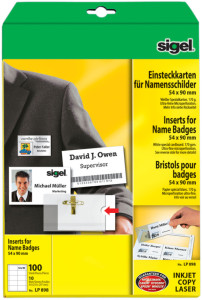 sigel Bristols PC pour badges, 54 x 90 mm