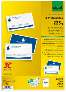 sigel Cartes de visite 3C, 85 x 55 mm, 225 g/m2, extra blanc