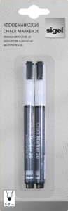 sigel jeu de marqueurs Chalk, bout rond: 1 - 2 mm, blanc