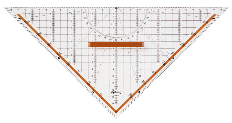 Rotring centro équerre de géométrie avec poignée hypoténuse 23 cm