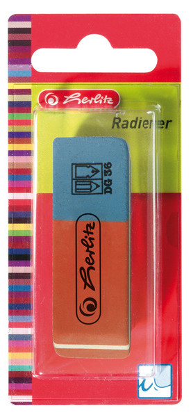 herlitz Gomme en caoutchouc naturel, couleur: bleu/rouge