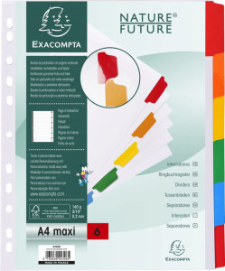 EXACOMPTA Intercalaires en carton, A4 Maxi, 6 positions
