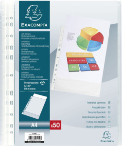 EXACOMPTA Pochettes perforées, A4, PP, grainée, transparent