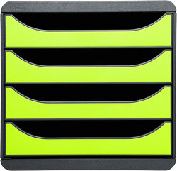 Exacompta Big-Box Module de classement 4 tiroirs couleur gris et vert citron