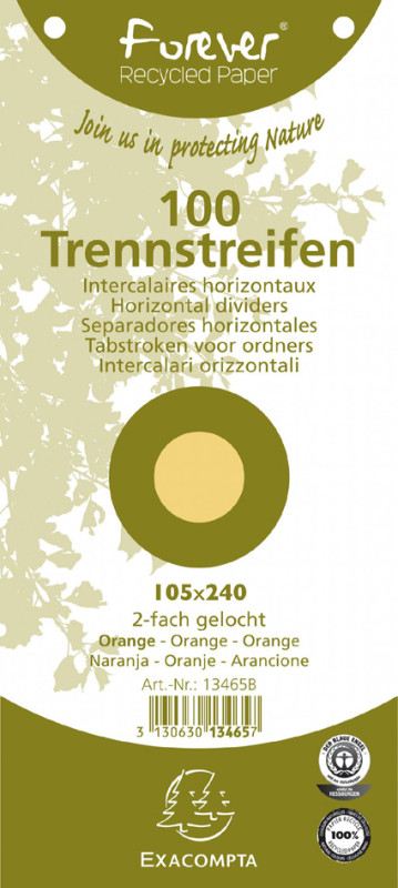 EXACOMPTA Fiches intercalaires 105x 240 mm, orange, 180 g/m2