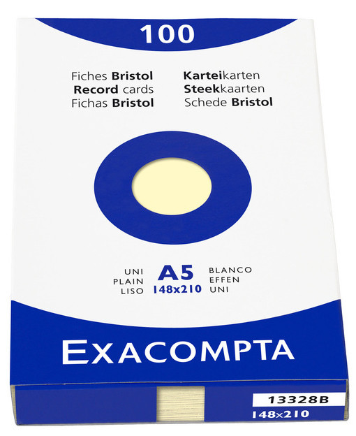 Fiches Bristol A5 205g 5 x 5 4 COULEURS 100 F. EXACOMPTA