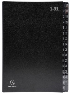 EXACOMPTA Trieur numérique, A4, 1-12, 12 compartiments, noir