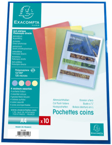 EXACOMPTA Pochettes coins, A4, PP 0,12 mm, transparent lisse