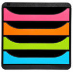 Exacompta Big-Box Module de classement 4 tiroirs couleur gris et arlequin