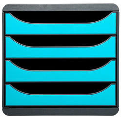 Exacompta Big-Box Module de classement 4 tiroirs couleur gris et turquoise