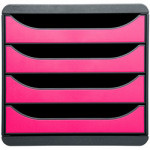 Exacompta Big-Box Module de classement 4 tiroirs couleur gris et framboise