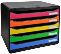 EXACOMPTA Big-Box Plus Module de classement 5 tiroirs couleur noir et arlequin