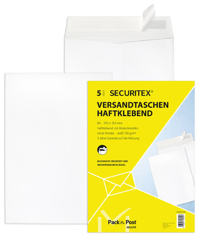 SECURITEX pochette d'expédition, B4, blanc, sans fenêtre,