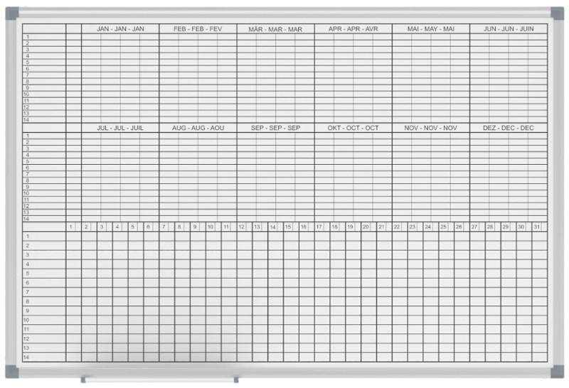 MAUL Tableau de planing mensuel/annuel,(L)900x(P)600mm