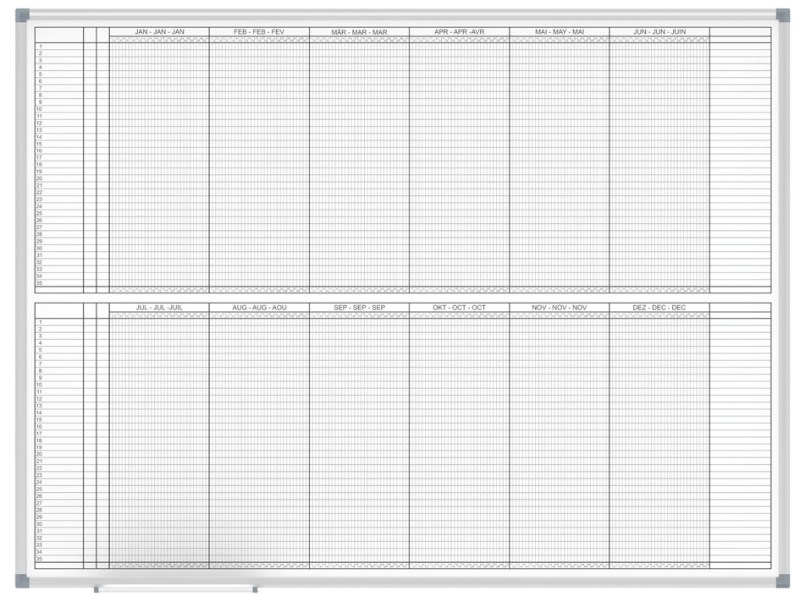 MAUL Tableau de planning annuel, (L)1.200 x (P)900 mm