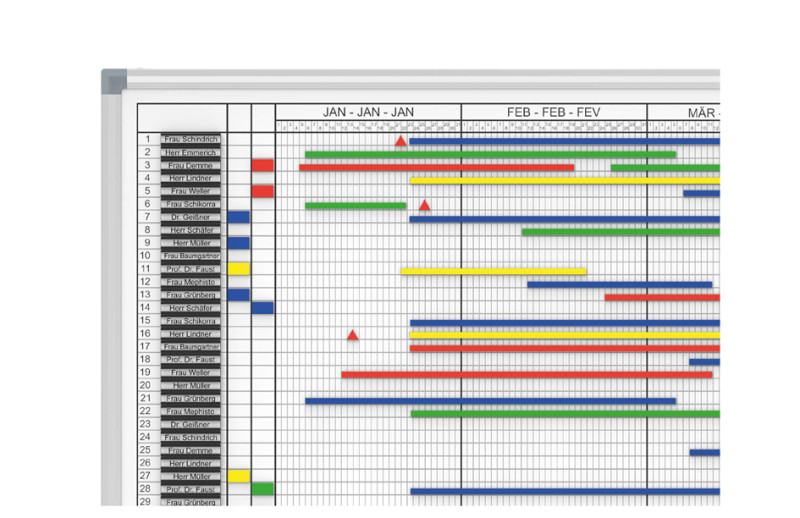 Ensembles de planning annuel: 783x63mm: 35 fentes: gris: Planning