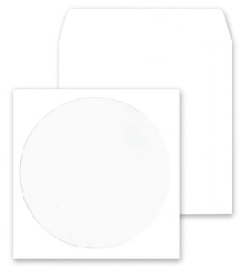 Pochettes en papier pour CD-/DVD, avec fenêtre, Offset blanc