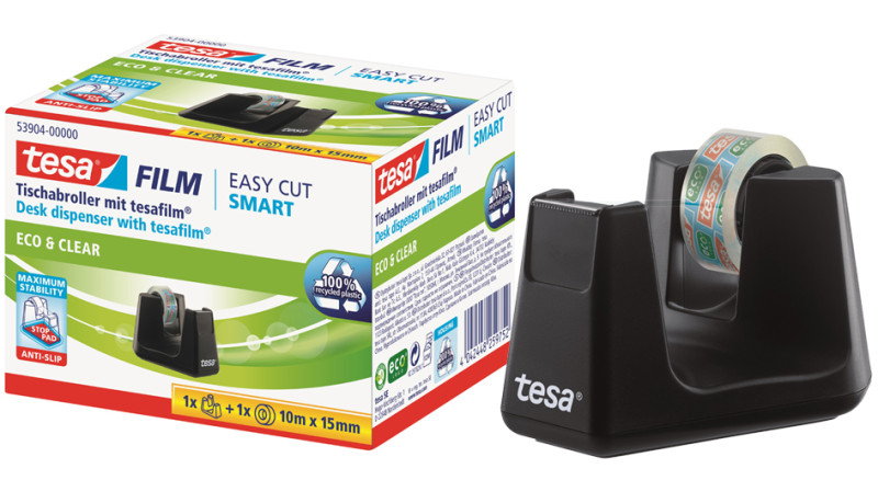 tesa Dévidoir de table Smart ecoLogo, équipé, noir